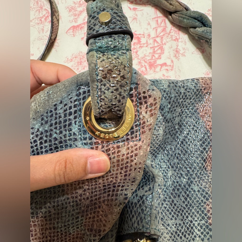 Aimee Kestenberg Python Print Leather Shoulder Ba… - image 4